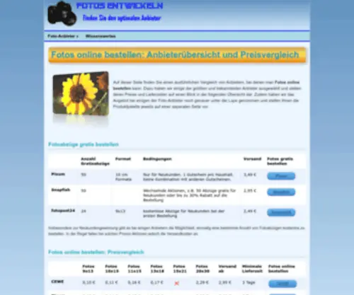 Fotosonlinebestellen24.de(Fotos online bestellen: Anbieterübersicht und Preisvergleich) Screenshot