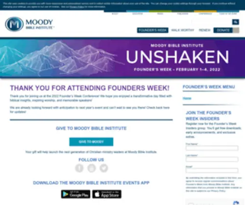 Foundersweek.org(Moody Conferences) Screenshot