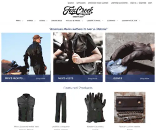 Foxcreek.com(Motorcycle Leather Apparel & Biker Accessories) Screenshot