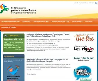 FPFCB.bc.ca(Bienvenue à la Fédération des parents francophones de Colombie) Screenshot