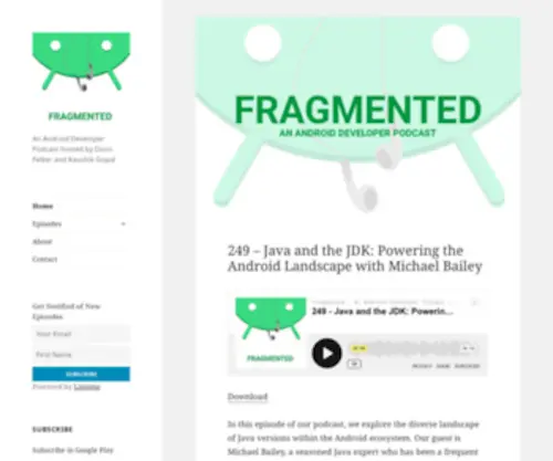 Fragmentedpodcast.com(An Android Developer Podcast hosted by Donn Felker and Kaushik Gopal) Screenshot