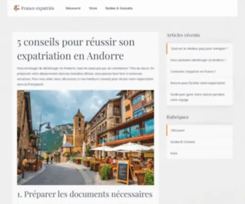 France-Expatries.com(Conseils sur l'expatriation en Andorre) Screenshot