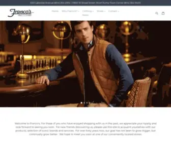 Francos.com(Franco's Fine Clothier. From the moment you arrive) Screenshot