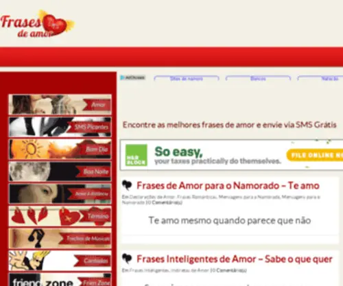 Frasesdeamorsms.com.br(Frases de Amor SMS) Screenshot