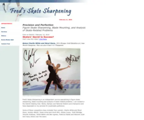 Fredsskatesharpening.com(Professional Figure Skate Sharpening) Screenshot