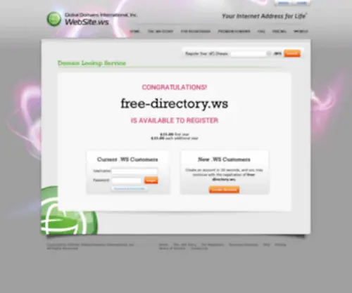 Free-Directory.ws(Your Internet Address For Life) Screenshot