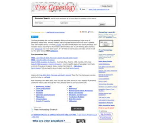 Free-Genealogy.co.uk(Free Genealogy) Screenshot