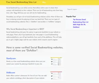 Free-Social-Bookmarking-Sites-List.com(Free Social Bookmarking Sites ListVerified) Screenshot