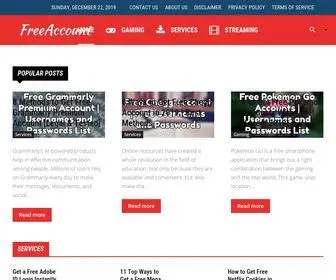 Freeaccount.org(Free Usernames & Passwords For Everything) Screenshot