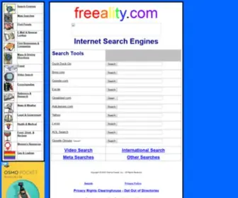 Freeality.com(Freeality Internet Search Engines) Screenshot