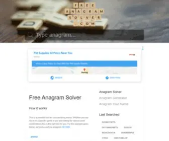 Freeanagramsolver.com(Anagram Solver) Screenshot