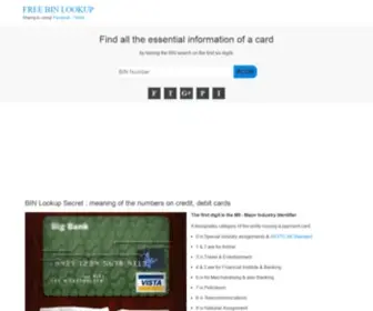 Freebinlookup.com(Free Credit Card BIN Lookup) Screenshot