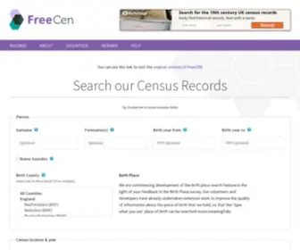 Freecen.org.uk(UK Census Records (England) Screenshot