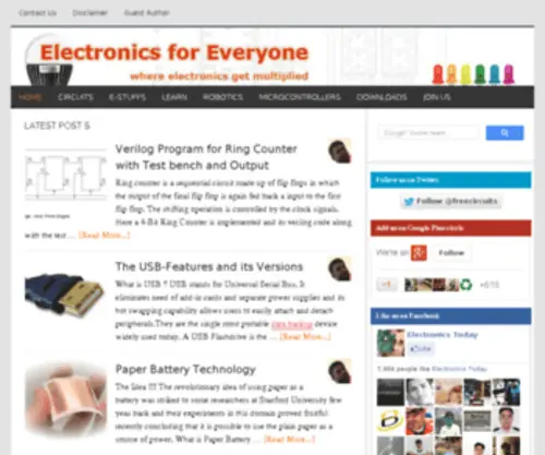 Freecircuits.org(Electronic Circuits and Articles) Screenshot