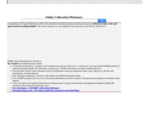 Freecollocation.com(Online OXFORD Collocation Dictionary of English) Screenshot
