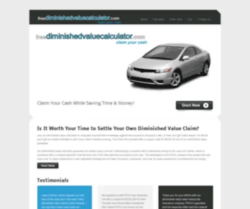Freediminishedvaluecalculator.com(Free Diminished Value Calculator) Screenshot
