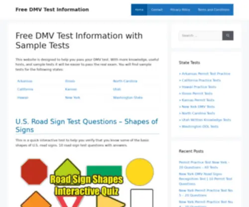Freedmvtest.info(Permit Questions and Driver's License Practice Test Articles) Screenshot