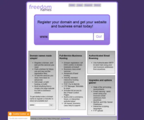 Freedomnames.co.uk(The full service domains and websites people) Screenshot