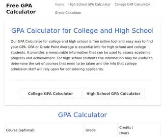 Freegpacalculator.com(GPA Calculator) Screenshot