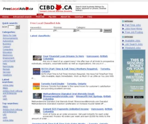 Freelocalads.ca(Free Local Classified Ads) Screenshot