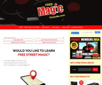 Freemagictricks4U.com(Learn Free Street Magic Tricks for Beginner & Professional Magicians) Screenshot