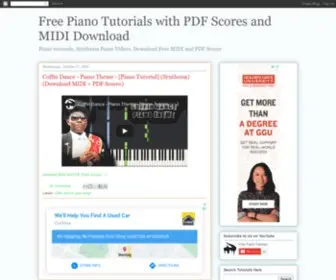 Freepianotutorials.net(Free Piano Tutorials with PDF Scores and MIDI Download) Screenshot