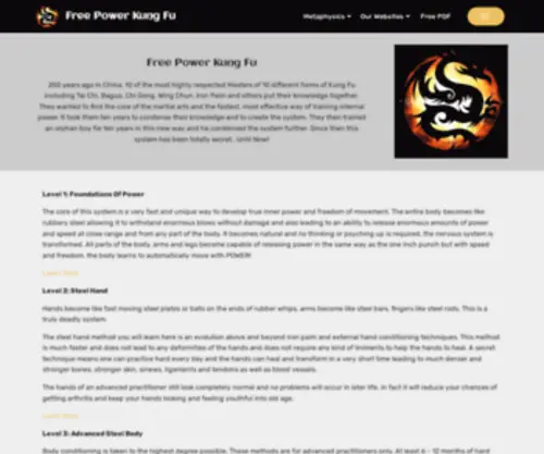 Freepowerkungfu.com(Free Power Kung Fu) Screenshot