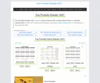 Freeprintablecalendar2019.com(Free printable calendar 2021 with holidays in word) Screenshot