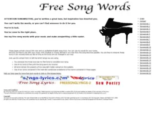 Freesongwords.co.uk(Free song words) Screenshot