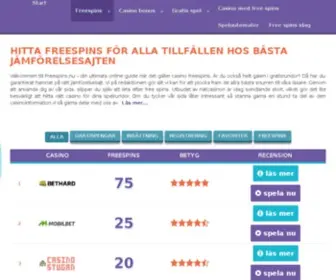 Freespins.nu(Välkommen in till oss på) Screenshot