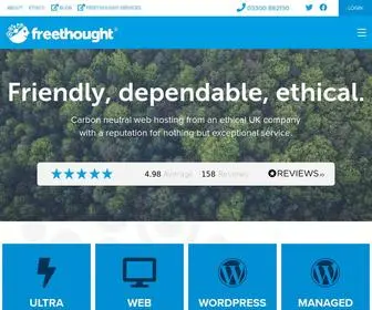 Freethought.uk(Carbon neutral web hosting from an ethical UK company) Screenshot