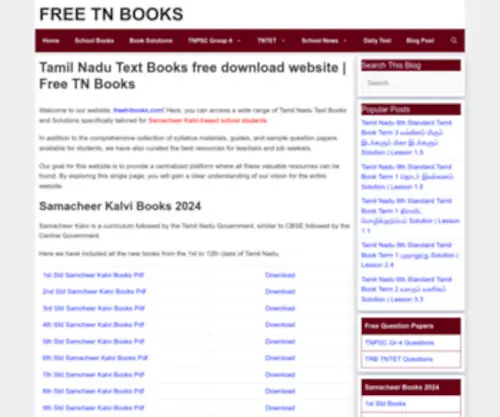 Freetnbooks.com(Tamil Nadu Text Books Pdf & Solution 2024) Screenshot