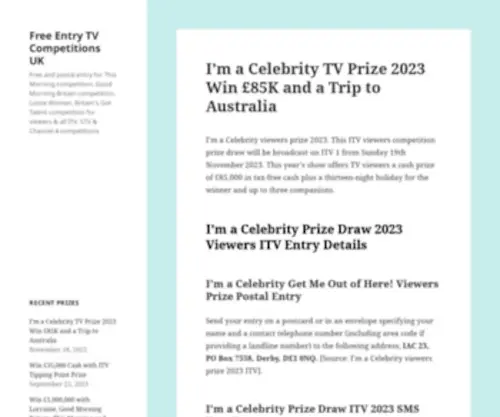 FreetvCompetitions.com(Free Entry TV Competitions UK) Screenshot