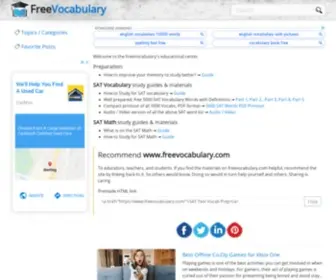 Freevocabulary.com(All Free 5000 sat vocabulary word lists with english vocab PDF. Learning materials) Screenshot