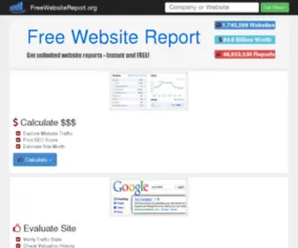 Freewebsitereport.org(Website Value Calculator) Screenshot