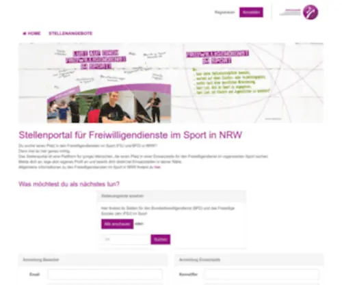 Freiwilligendiensteimsport.nrw(Stellenportal FD im Sport) Screenshot