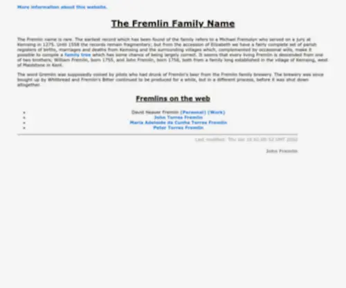 Fremlin.de(The Fremlin Family Name) Screenshot