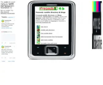 Freomob.mobi(Mobile cell phone directory blogs horoscopes tarot games free from freomob) Screenshot