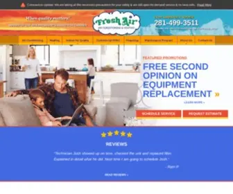 Freshairinc.com(Air Conditioning & Heating Company in Sugar Land) Screenshot