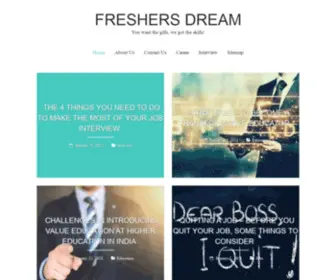 Freshersdreams.com(Job-Freshers jobs in chennai, Mumbai walkins in chennai for freshers jobs in Bangalore) Screenshot