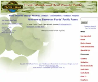 Freshwasabi.com(Pacific Farms by Beaverton Foods) Screenshot