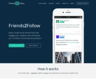 Friends2Follow.com(Social media hubs that engage your audience and showcase your content) Screenshot