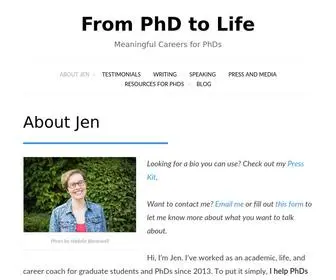 Fromphdtolife.com(About Jen) Screenshot