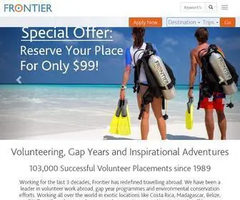 Frontiergap.com(Gap Years and Volunteering Abroad with Frontier) Screenshot