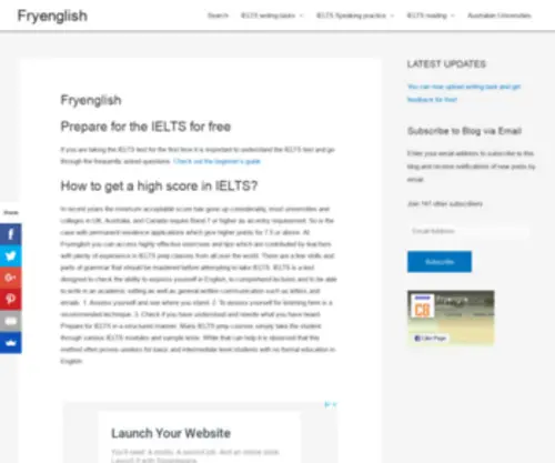 Fryenglish.com(Prepare for IELTS for free and communicate better) Screenshot