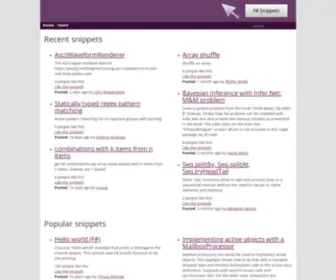 FSsnip.net(F# Snippets) Screenshot