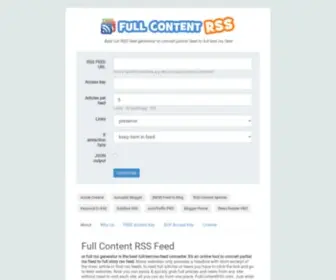Fullcontentrss.com(Full Content RSS Feeds Generator) Screenshot