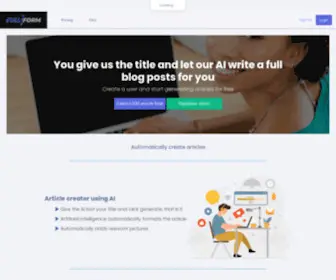 Fullform.ai(Free and paid AI content creation tool) Screenshot