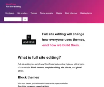 Fullsiteediting.com(Learn about full site editing and themes) Screenshot