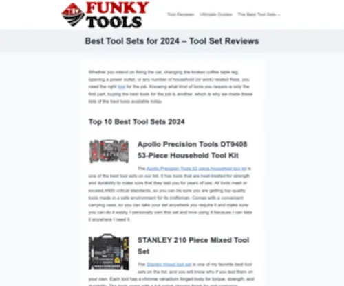 Funkytools.com(Tool Set Reviews) Screenshot